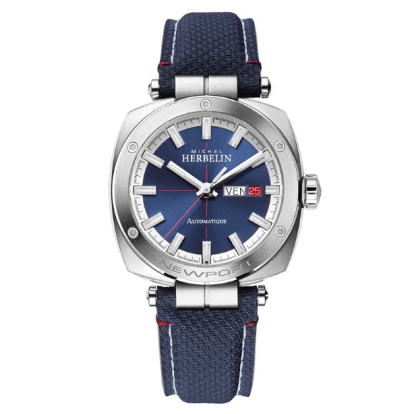 Michel Herbelin Newport Heritage automatic watch blue dial blue textile strap 42 mm