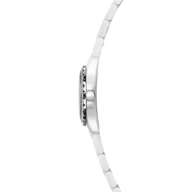 Montre CHANEL J12 cadran nacre lunette et index sertis bracelet céramique haute résistance blanche 29 mm
