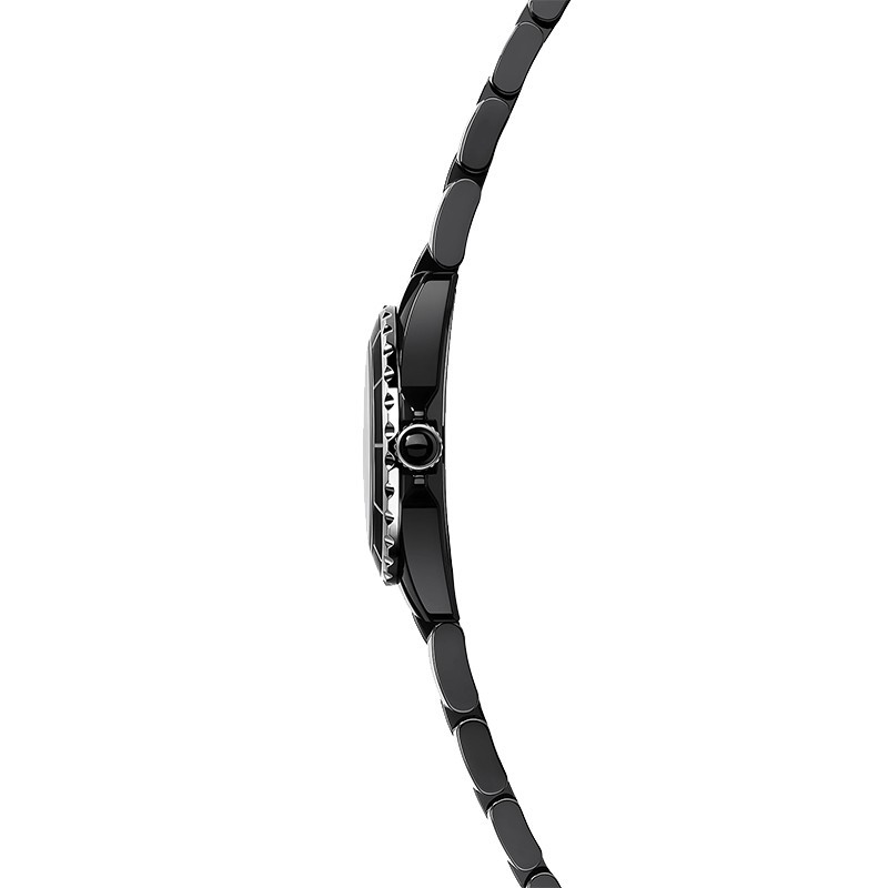 Montre CHANEL J12 cadran noir index diamants bracelet céramique haute résistance noire 29 mm