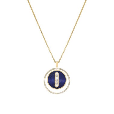 Collier Messika Lucky Move moyen modèle en or jaune lapis lazuli et diamants