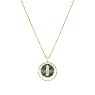 Necklace Messika Lucky Move medium size model in yellow gold malachite and diamonds