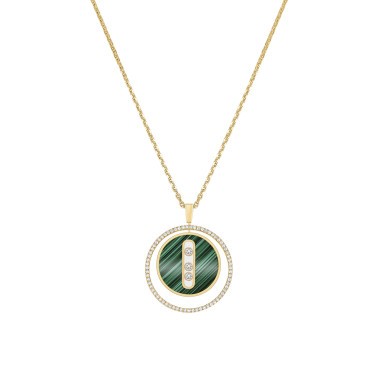 Collier Messika Lucky Move moyen modèle en or jaune malachite et diamants 10840J