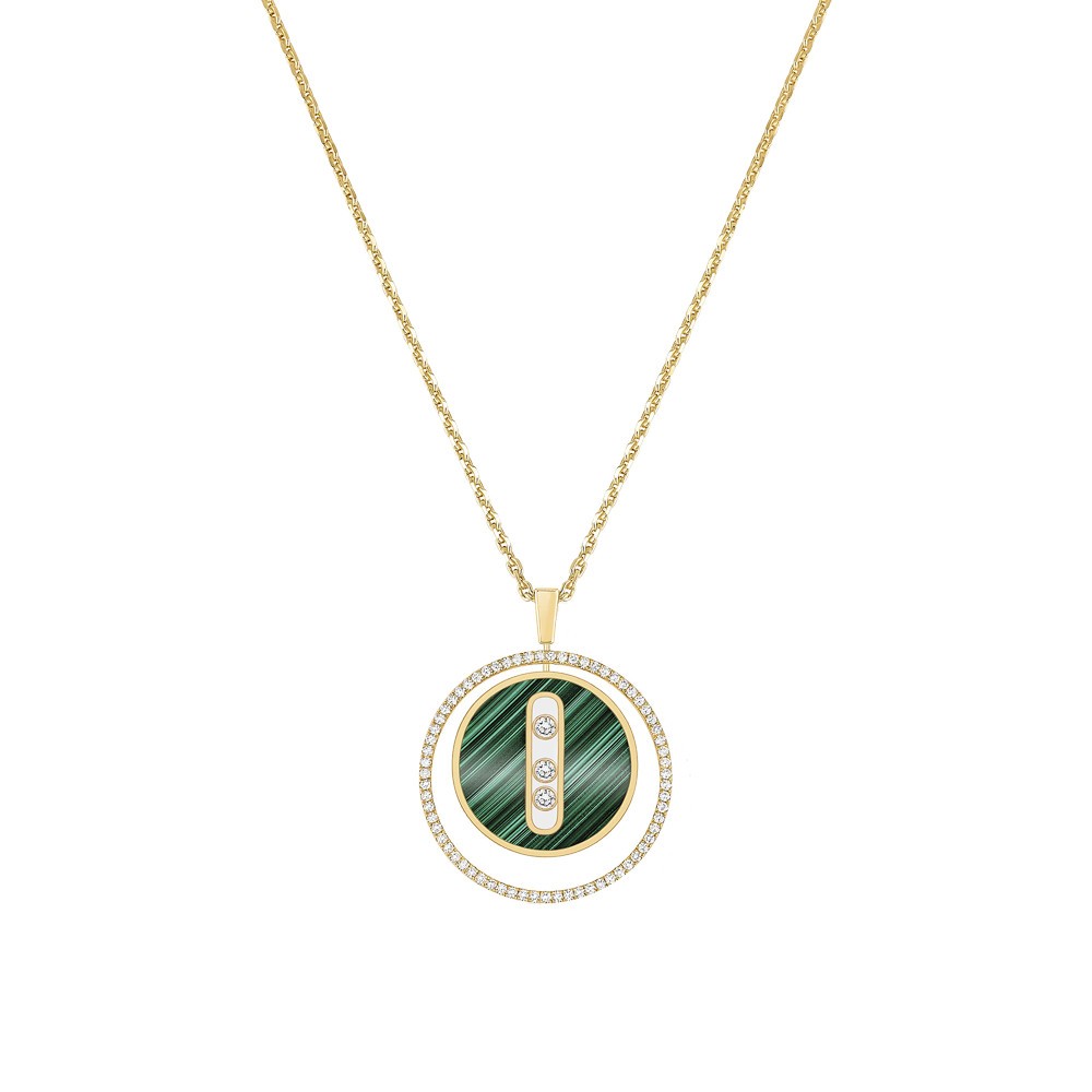 Collier Messika Lucky Move moyen modèle en or jaune malachite et diamants 10840J