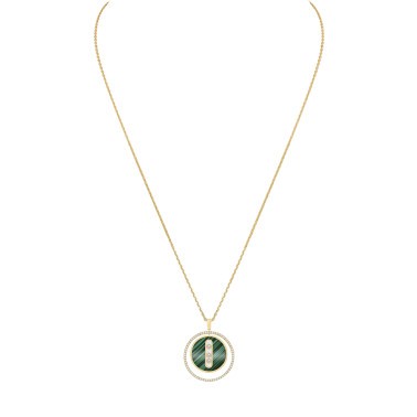 Collier Messika Lucky Move moyen modèle en or jaune malachite et diamants 10840J