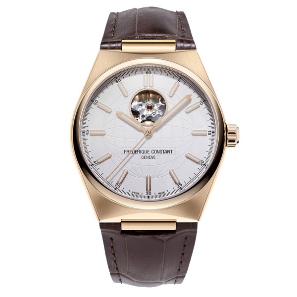 Frédérique Constant Highlife automatic heartbeat watch white dial leather strap 41 mm