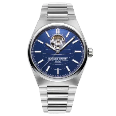 Montre Frédérique Constant Highlife automatique cœur battant cadran bleu bracelet acier 41 mm