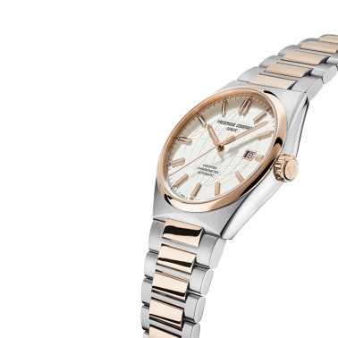 Frédérique Constant Highlife COSC watch silver dial bicolour bracelet 41 mm