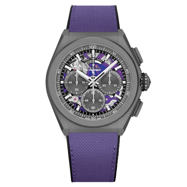 Zenith Defy El Primero 21 Ultraviolet watch purple rubber strap 44 mm