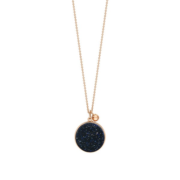 Ginette NY Ever Disc necklace in pink gold and blue sand