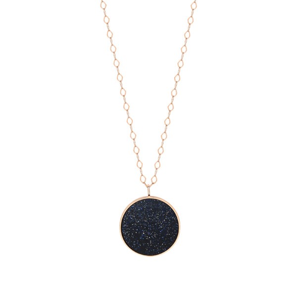 Collier Ginette NY Ever Disc Jumbo en or rose et blue sand