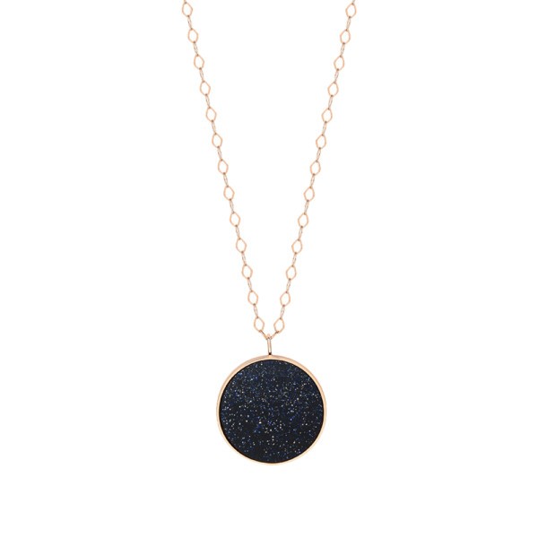 Ginette NY Ever Disc Jumbo necklace in pink gold and blue sand