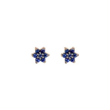 Boucles d'oreilles Ginette NY Star Mini en or rose et saphir