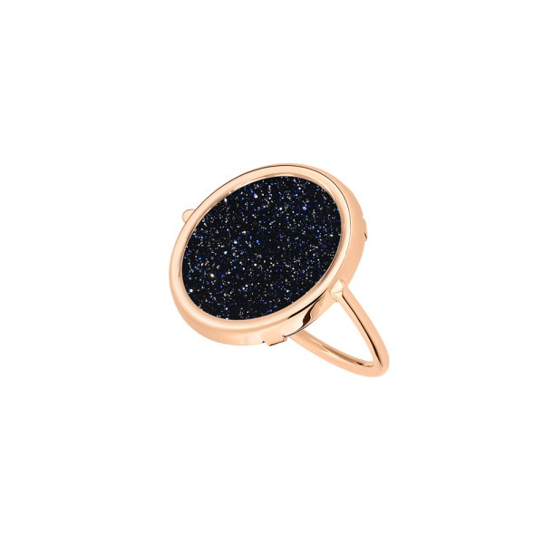 Bague Ginette NY Ajna Disc en or rose et blue sand