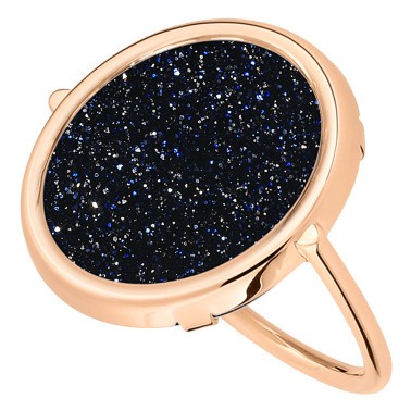 Bague Ginette NY Ajna Disc en or rose et blue sand