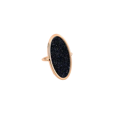 Bague Ginette NY Ellipse en or rose et blue sand