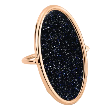 Bague Ginette NY Ellipse en or rose et blue sand