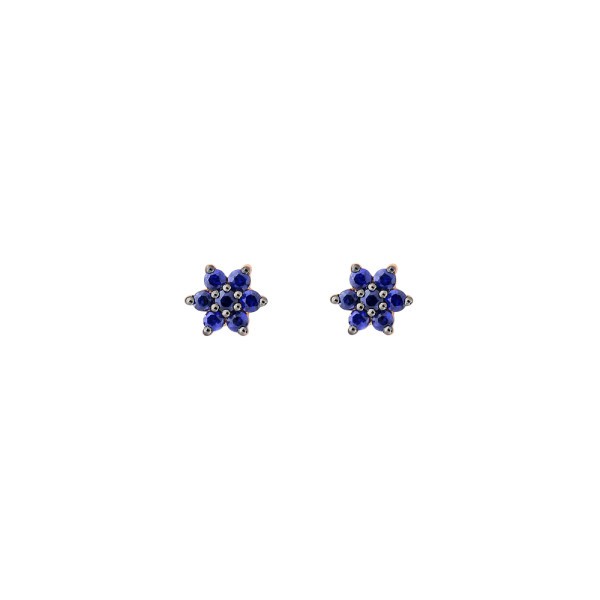 Ginette NY Star earrings in pink gold and sapphire