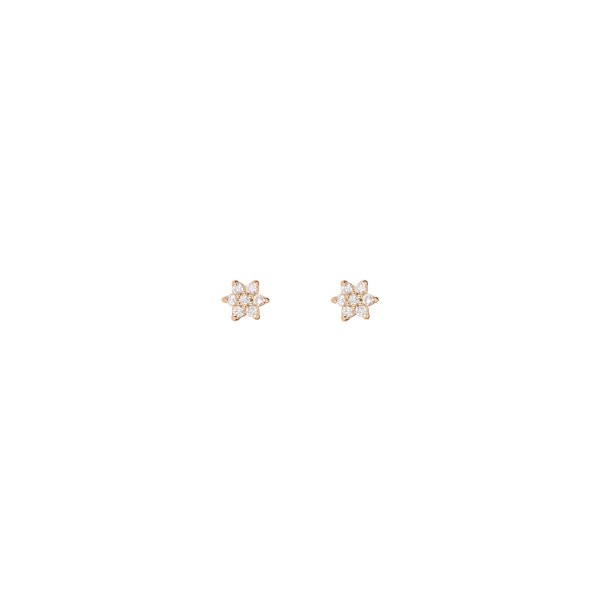 Ginette NY Star Mini earrings in pink gold and diamonds
