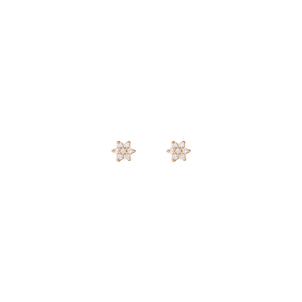 Ginette NY Star Mini earrings in pink gold and diamonds