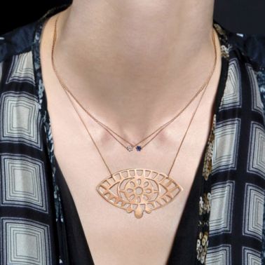 Collier Ginette NY Star Mini en or rose et saphir