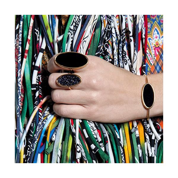 Bague Ginette NY Ellipse en or rose et blue sand