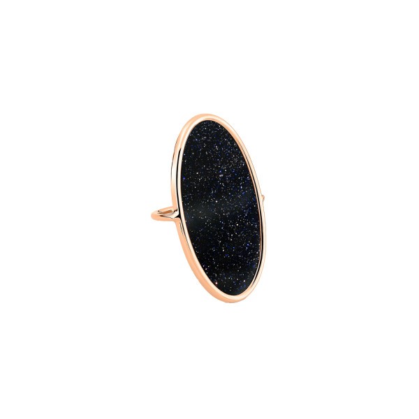 Ginette NY Ellipse Large ring in pink gold and blue sand