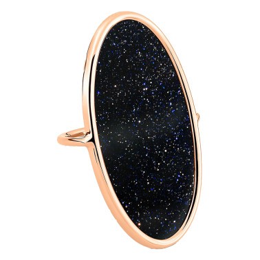 Ginette NY Ellipse Large ring in pink gold and blue sand