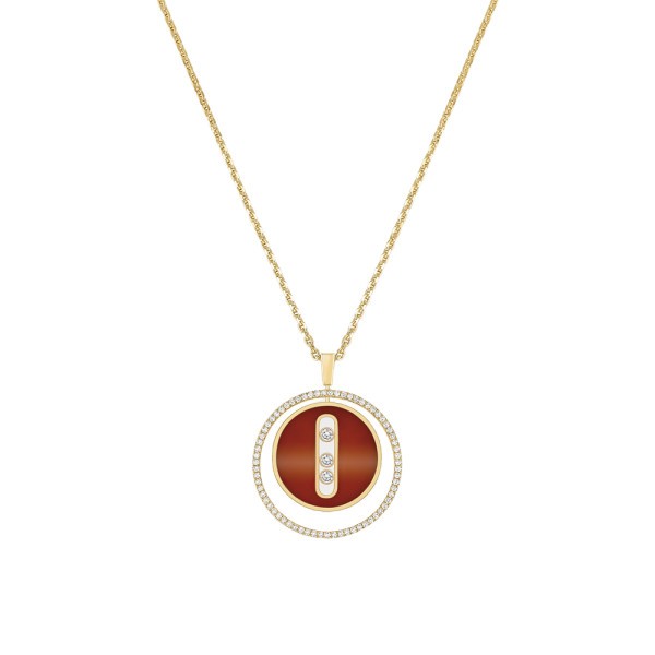 Necklace Messika Lucky Move medium size necklace in carnelian yellow gold and diamonds