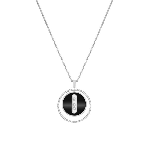 Necklace Messika Lucky Move medium size model in white gold onyx and diamonds