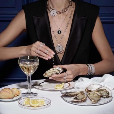 Necklace Messika Lucky Move medium size model in white gold onyx and diamonds