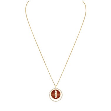 Necklace Messika Lucky Move medium size necklace in carnelian yellow gold and diamonds