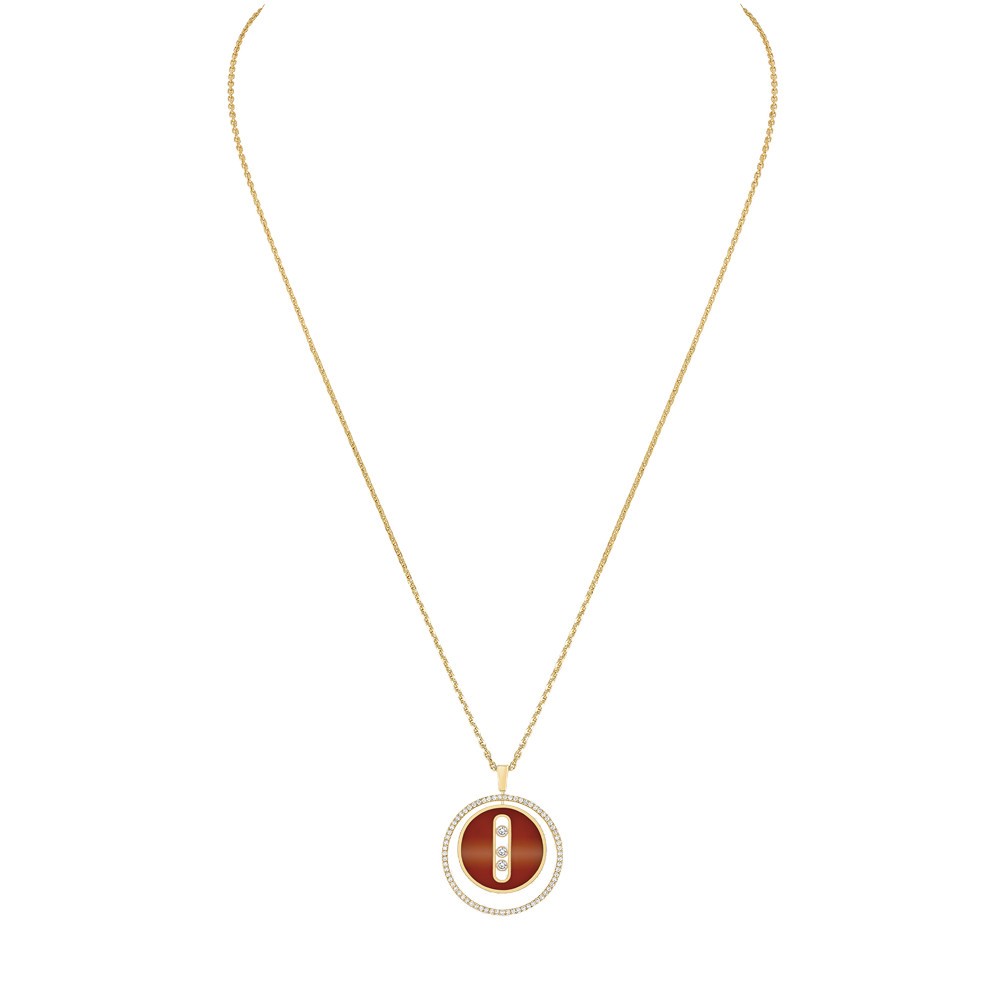 Necklace Messika Lucky Move medium size necklace in carnelian yellow gold and diamonds