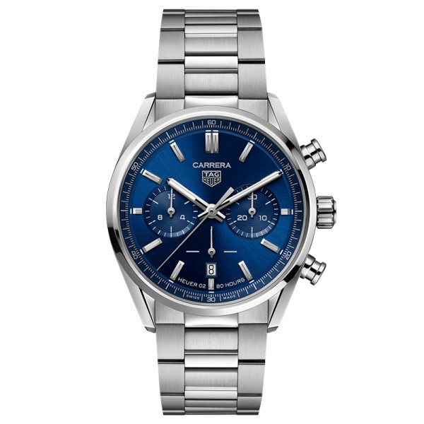 Montre TAG Heuer Carrera Calibre Heuer 02 cadran bleu bracelet acier 42 mm CBN2011.BA0642