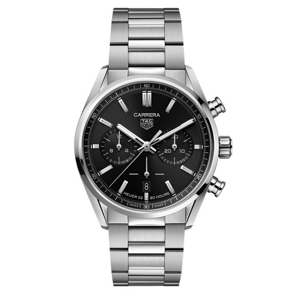 Montre TAG Heuer Carrera Calibre Heuer 02 cadran noir bracelet acier 42 mm CBN2010.BA0642