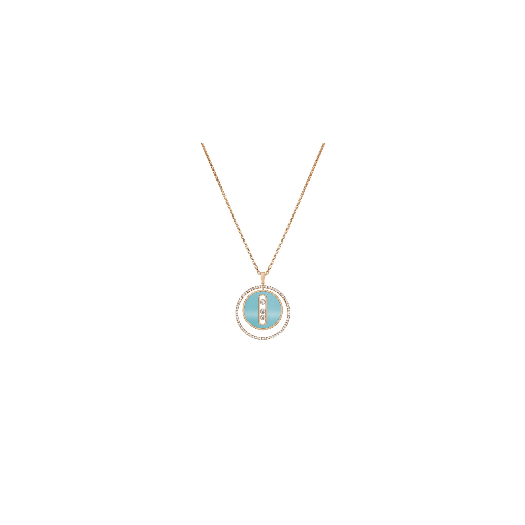 Necklace Messika Bijoux Bague Necklace Pink Gold Turquoise Lucky