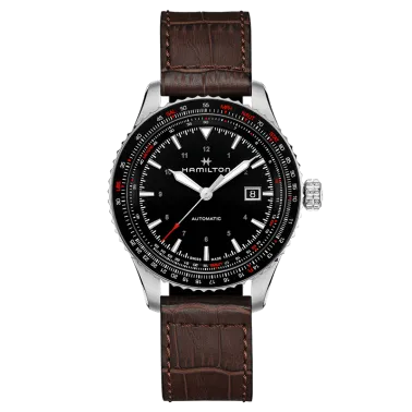 Watch Hamilton Khaki Pilot Converter automatic watch black dial brown leather strap 42 mm