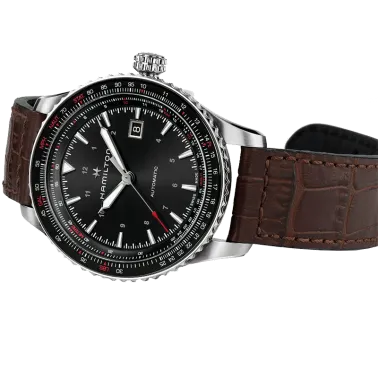 Watch Hamilton Khaki Pilot Converter automatic watch black dial brown leather strap 42 mm