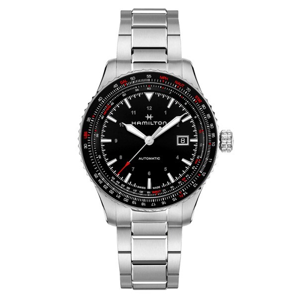 Hamilton Khaki Pilot Converter automatic watch black dial stainless steel bracelet 42 mm