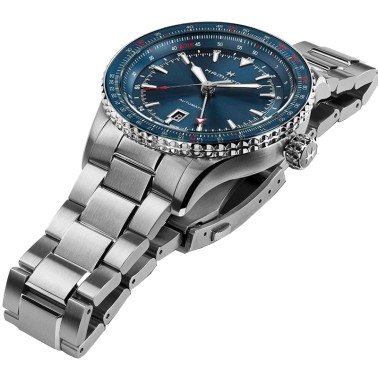 Montre Hamilton Khaki Pilot Converter GMT automatique bracelet acier 44 mm