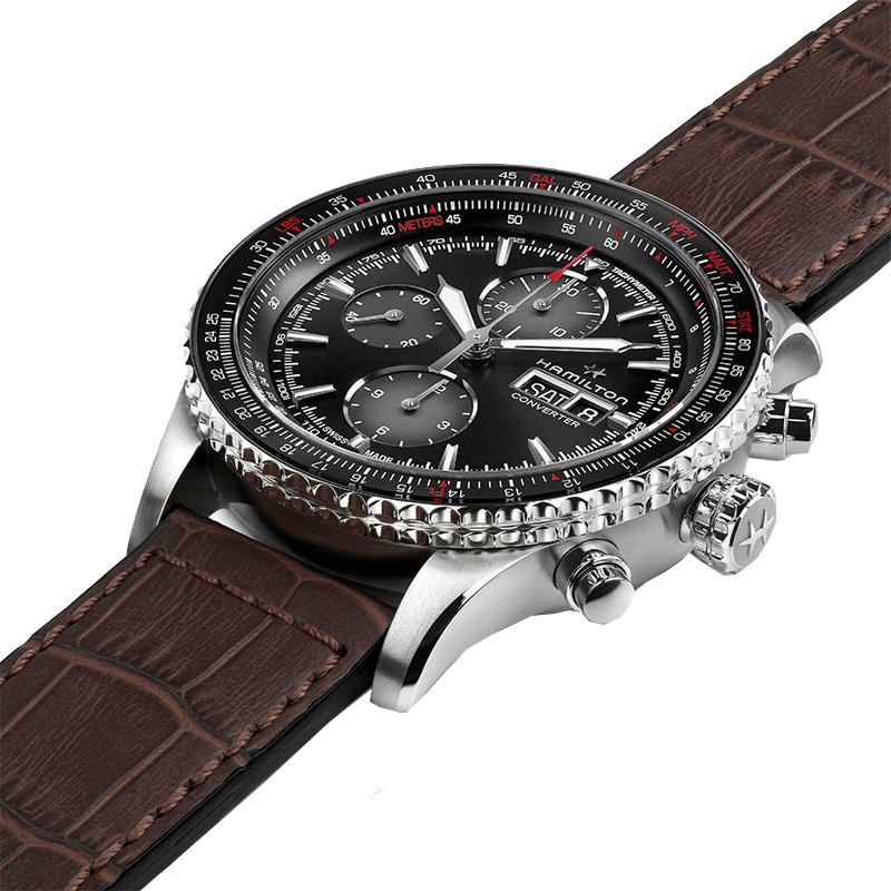 Watch Hamilton Khaki Pilot Converter Automatic Chronograph Leather Strap 44 mm