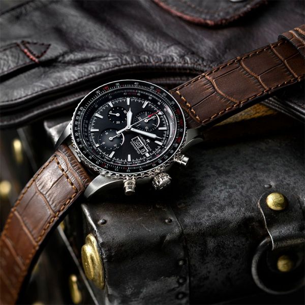 Watch Hamilton Khaki Pilot Converter Automatic Chronograph Leather Strap 44 mm