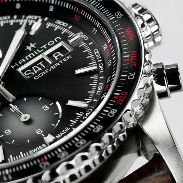 Watch Hamilton Khaki Pilot Converter Automatic Chronograph Leather Strap 44 mm