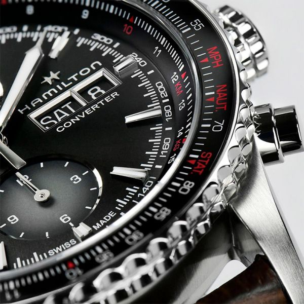 Watch Hamilton Khaki Pilot Converter Automatic Chronograph Leather Strap 44 mm