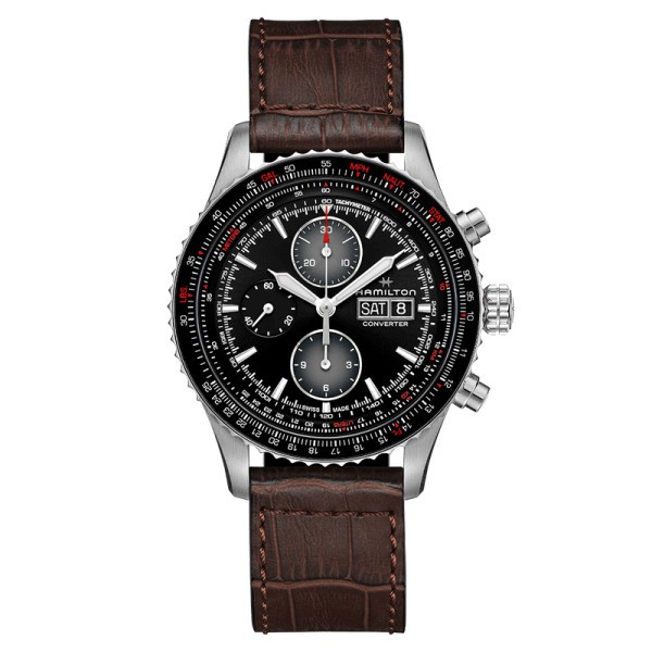 Watch Hamilton Khaki Pilot Converter Automatic Chronograph Leather Strap 44 mm