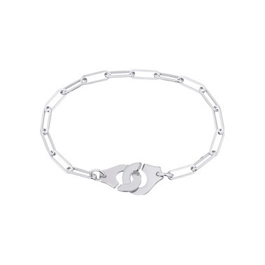 Bracelet Dinh Van Menottes R12 en or blanc sur chaîne