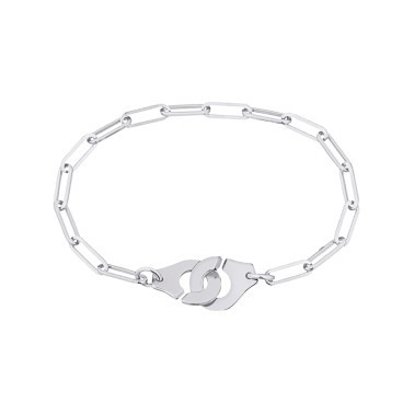 Bracelet Dinh Van Menottes R12 en or blanc sur chaîne