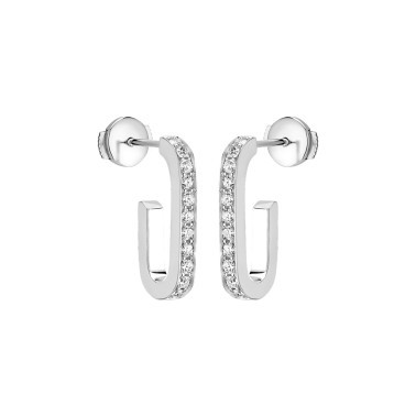 Créoles Dinh Van Maillon L en or blanc et diamants