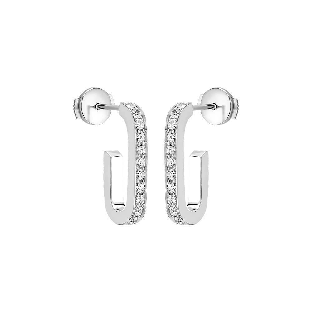 Creoles in white gold and diamonds Dinh Van Maillon L 860106 - Lepage