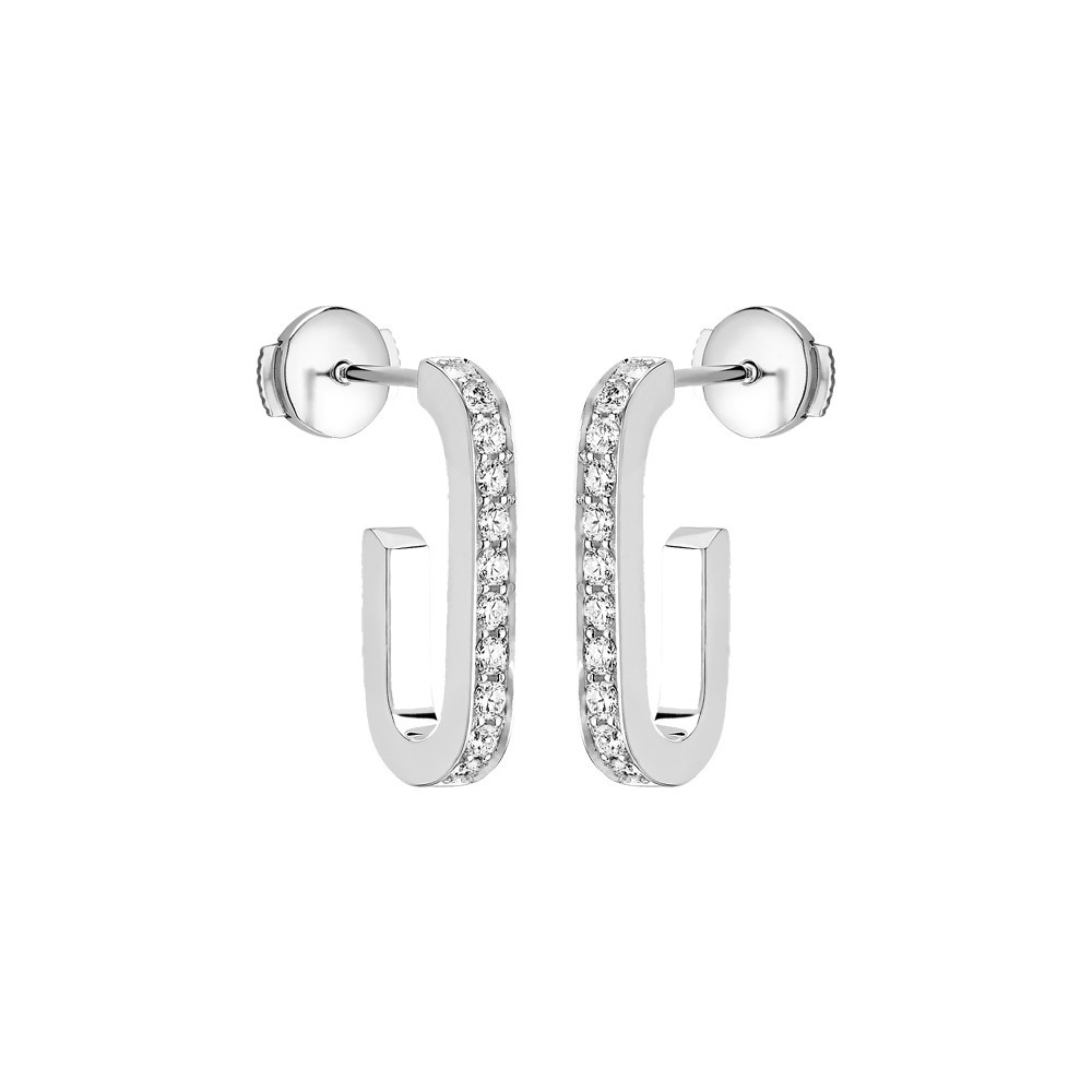 Créoles Dinh Van Maillon L en or blanc et diamants