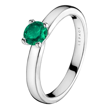 Solitaire Lepage Evidence en or blanc émeraude brillant - Soldat